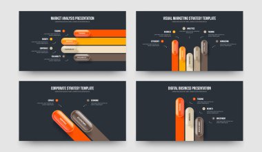 Satış Tanıtımı 4-5-2-3 Element Diyagramı Sunum Düzeni Vektör İllüstrasyon Koleksiyonu. Kurumsal Profil 4523 Adım Bilgi Çerçeve Şablonu Ayarla.