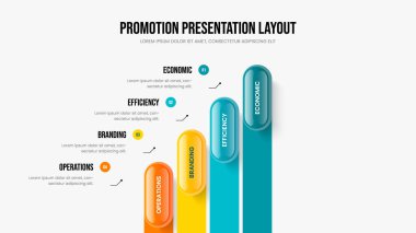 Finansal Performans Sunumu Vektör İllüstrasyonu. Servis Çözümü 4 Element Diyagram Kaydırma Tasarımı. Proje Geliştirme Dört Adım Bilgi Şablonu.