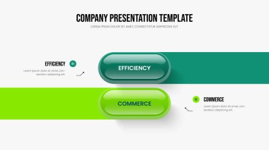Proje Performansı 2 Element Bilgi Sunum Düzeni. Ürün Fırlatma Slayt Gösterisi Tasarım Vektörü İllüstrasyonu. Modern Geliştirme İki Adım Diyagram Şablonu.
