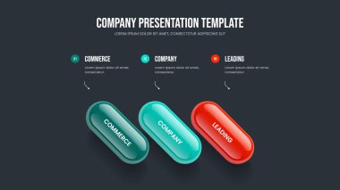 Pazarlama Genel Görünümü 3 Basamaklı Slayt Gösterisi Şablonu. Satış Profili Üç Seçenek Diyagram Kaydırma Tasarımı. Modern Brifing Sunum Düzeni Vektör İllüstrasyonu.