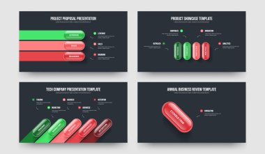 Piyasa Profili 3-4-5-1-Basamaklı Slayt Gösterisi Düzeni Vektör İllüzyonu Ayarlandı. Dijital Fırlatma 345Element Diyagramı Çerçeve Tasarımı Paketi.