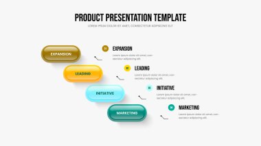 İş İncelemesi Sunum Düzeni Vektör İllüstrasyonu. Kurumsal Brifing Dört Adım Diyagram Kaydırak Tasarımı. Profil Profili 4 Seçenek Slayt Gösterimi Şablonu.