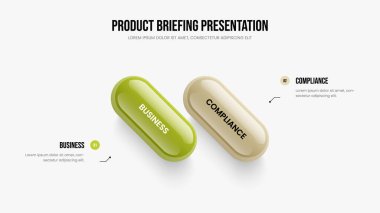 Pazarlama Portföyü Sunum Şablonu Vektör İllüstrasyonu. Atılgan 'ın ikinci aşama bilgi çerçevesi düzeni. Dijital Analiz 2 Element Diyagramı Slayt Tasarımı.