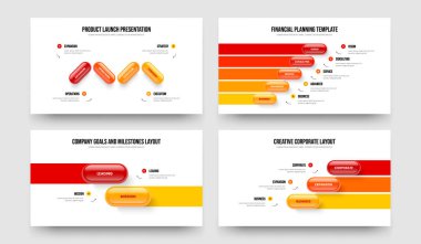 Yaratıcı Portföy Dört Beş İki Üç Seçenek Bilgi Şablonu Vektör İllüstrasyon Koleksiyonu. Kurumsal Rapor 4523 Adım Diyagram Slayt Gösterisi Tasarımı.