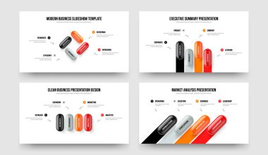 Hizmet Geliştirme Dört Basamaklı Diyagram Şablon Vektör İllüstrasyon Koleksiyonu. Yatırımcı Brifingi 4 Element Bilgisel Slayt Tasarımı Ayarları.