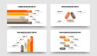 Business Showcase 534 Adım Diyagram Slayt Gösterisi Tasarım Koleksiyonu. Yatırımcı İcat Beş Üç Dört Element Bilgi Çerçeve Şablonu Vektör İllüstrasyonu.