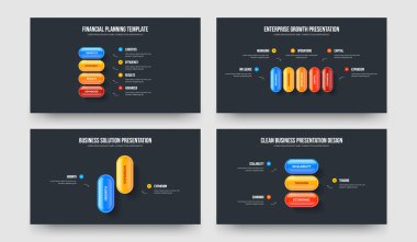 Finansal İnceleme Dört Beş İki Üç Adım Slayt Gösterisi Şablon Vektör Resimleri Paketi. Piyasa Stratejisi 4523 Element Bilgi Kaydırma Tasarımı.