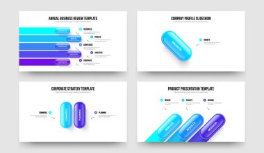Modern Analiz 5123 Option Infographic Sunum Şablonu Paketi. İş İcat Beş Bir İki Üç Basamaklı Diyagram Çerçeve Düzeni Vektör İllüstrasyon Koleksiyonu.