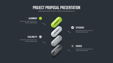 Modern Analiz 4 Seçenek Diyagram Kaydırma Tasarımı. Yaratıcı Plan Sunum Düzeni Vektör İllüstrasyonu. Ürün Fırlatma Dört Adım Bilgi Şablonu.