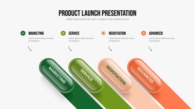 Yatırımcı Insight Slayt Tasarım Vektörü İllüstrasyonu. Modern Büyüme 4 Basamaklı Infographic Şablonu. Pazarlama Giriş Dört Element Diyagramı Sunum Düzeni.