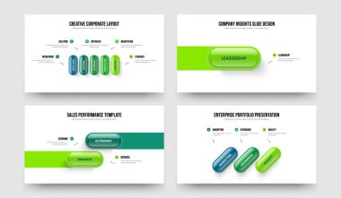 Piyasa Büyümesi Beş Bir İki Üç Basamaklı Bilgi Çerçeve Düzeni Vektör İllüstrasyon Koleksiyonu. Finansal Çözüm 5123 Seçenek Slayt Gösterisi Şablonu Paketi.