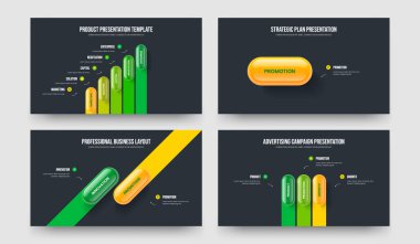 İş Görselleştirme 5123 Seçenek Bilgi Sunumu Tasarım Koleksiyonu. Yatırımcı Büyümesi Beş Bir İki Üç Element Diyagramı Şablon Vektör Çizim Paketi.