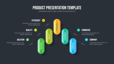 Satış Teklifi 5 Seçenek Slayt Gösterisi Şablonu. Şirket Planlama Çerçeve Düzenleme Vektör İllüstrasyonu. İş Profili Beş Element Diyagramı Slayt Tasarımı.