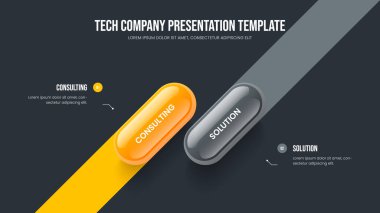 Finansal Görselleştirme Slayt Gösterisi Şablonu Vektör İllüstrasyonu. Dijital Genel Görünüm 2 Element Diyagramı Kare Düzeni. Danışmanlık Brifingi İki Adım Bilgisel Sunum Tasarımı.