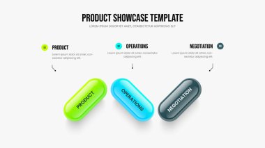 Servis Tahmini Üç Seçenek Diyagram Sunum Tasarımı. Modern Görselleştirme 3 Adım Infographic Frame Mizanpajı. Ürün Performans Slayt Gösterisi Şablon Vektör İllüstrasyonu.