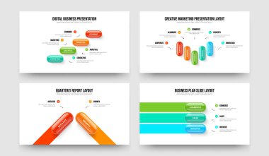 Finansal Performans 4523 Adım Tanımlama Şablonu Ayarlandı. Danışmanlık Planlama 4-5-2-3 Element Diyagramı Slayt Tasarım Vektörü Çizim Paketi.