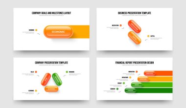 Şirket Çözümü 1-2-3-4 Basamaklı Diyagram Kaydırak Tasarım Vektörü Resimleri Koleksiyonu. Pazarlama Büyümesi 1234 Seçenek Slayt Gösterisi Düzeni Paketi.