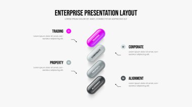 Modern Görselleştirme 4 Adım Bilgi Kaydırma Şablonu. Dijital İçgörü Çerçeve Düzeni Vektör İllüstrasyonu. Finansal Kampanya Dört Seçenek Diyagram Slayt Gösterisi Tasarımı.