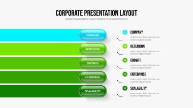 Modern Strateji Çerçeve Tasarım Vektörü İllüstrasyonu. İş İncelemesi Beş Element Diyagramı Kaydırma Şablonu. Finansal Hava Durumu 5 Seçenek Bilgisel Slayt Gösterisi Düzeni.