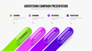 Marketing Showcase Frame Şablon Vektör İllüzyonu. Profesyonel Strateji 4 Seçenek Bilgi Slayt Gösterisi Tasarımı. Reklam İncelemesi Dört Element Diyagramı Sunum Düzeni.