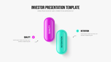 İcat Projesi İki Element Diyagramı Şablonu. Dijital Profil Sunumu Tasarım Vektörü İllüstrasyonu. Görsel Kampanya 2 Seçenek Bilgisel Slayt Düzeni.