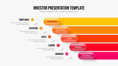 Servis Tahmini Beş Element Diyagram Slayt Gösterisi Tasarımı. Şirket Stratejisi Şablon Vektörü İllüstrasyonu. Pazarlama Kampanyası 5 Seçenek Bilgisel Slayt Düzeni.