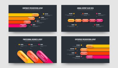 Dijital İçgörü Dört Beş Üç Seçenek Slayt Gösterisi Tasarım Vektörü İllüstrasyon Seti. Görsel Performans 453 Element Bilgi Kaydırma Yerleşimi Koleksiyonu.