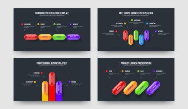 Pazar Geliştirme 453 Basamaklı Infographic Frame Şablon Paketi. İş İncelemesi 4-5-3 Element Diyagramı Sunum Düzeni Vektör Çizimi.