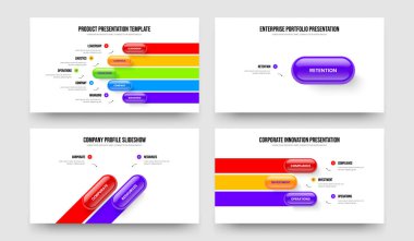 Yatırımcı Teklifi 5113 Adım Infographic Frame Design Bundle. Danışmanlık Tanıtımı Beş Bir İki Üç Seçenek Slayt Düzeni Vektör Çizimi.