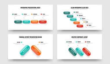 Modern Çözüm 4523 Element Diyagram Çerçeve Tasarımı Seti. Finansal Hava Durumu Dört Beş İki Üç Adım Slayt Gösterisi Şablon Vektör İllüstrasyon Koleksiyonu.