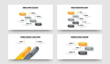 Profesyonel Hava Tahmini Dört Beş İki Üç Seçenek Bilgilendirme Çerçeve Tasarım Vektörü İllüstrasyon Seti. Görsel Geliştirme 4523 Element Diyagramı Sunum Şablonu Koleksiyonu.