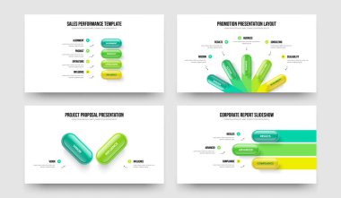 Finansal Brifing Dört Beş İki Üç Seçenek Slayt Gösterisi Tasarım Vektörü Çizim Paketi. Kurumsal Görselleştirme 4523 Adım Bilgilendirme Şablonu Ayarla.