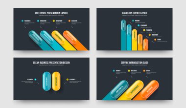 Pazarlama Genel Görünümü 4523 Element Diyagramı Sunum Düzeni Ayarlandı. Kurumsal Teklif 4-5-2-3 Basamaklı Infographic Frame Tasarım Vektör İllüstrasyon Paketi.