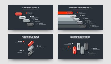 İş Genel Görünümü 453 Element Bilgi Slayt Gösterisi Şablonu Ayarlandı. Satış İncelemesi Dört Beş Üç Seçenek Diyagramı Sunum Tasarım Vektör İllüstrasyon Koleksiyonu.