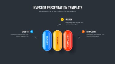 Ürün Kampanyası Sunum Düzeni Vektör İllüstrasyonu. Görselleştirme Üç Seçenek Slayt Gösterisi Tasarımı. Yatırımcı Büyümesi 3 Adım Diyagram Kaydırma Şablonu.