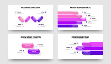 Yaratıcı Fırlatma 4-5-2-3 Element Infographic Sunum Tasarım Vektör İllüzyonu Seti. Kurumsal Performans 4523 Seçenek Slayt Gösterisi Düzenleme Koleksiyonu.