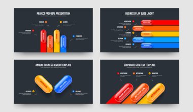 Atılgan 'ın 4523. Basamaklı Bilgi Çerçeve Düzeni Paketi. Dijital Strateji 4-5-2-3 Element Diyagramı Kaydırma Şablonu Çizim Koleksiyonu.