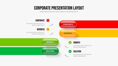 Yatırım Kampanyası 4 Adım Diyagram Kaydırma Şablonu. Enterprise Planlama Dört Seçenek Slayt Gösterisi Tasarımı. Görsel Plan Sunum Düzeni Vektör İllüstrasyonu.