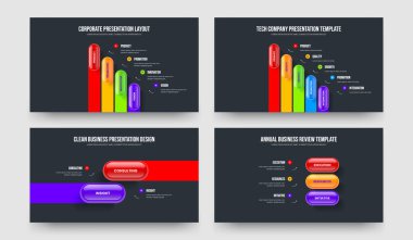 Ürün Analizi Dört Beş İki Üç Basamaklı Diyagram Çerçeve Düzeni Vektör Çizim Paketi. Proje Performansı 4523 Element Bilgi Sunumu Şablonu Ayarlandı.
