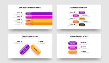 Şirket Profili 4523 Basamaklı Diyagram Kaydırma Düzeni Ayarları. Servis İçgörüsü 4-5-2-3 Seçenek Bilgilendirme Sunumu Tasarım Vektörü İllüstrasyon Koleksiyonu.