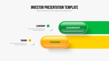 Satış Planlama 2 Basamaklı Diyagram Slayt Gösterisi Düzeni. Yatırımcı Çözümü İki Element Bilgi Kaydırma Şablonu. İş Raporu Çerçeve Tasarım Vektörü İllüstrasyonu.