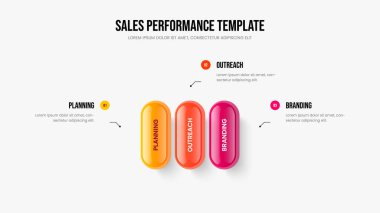 Pazar Portföyü 3 Element Bilgi Kaydırma Şablonu. İş Planı Çerçeve Tasarım Vektörü İllüstrasyonu. Servis Çözümü Üç Seçenek Diyagramı Sunum Düzeni.