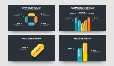 Reklam İncelemesi 4512 Seçenek Diyagramı Sunum Tasarım Paketi. Danışmanlık Raporu 4-5-1-2 Element Bilgi Çerçeve Düzeni Vektör İllüstrasyonu.