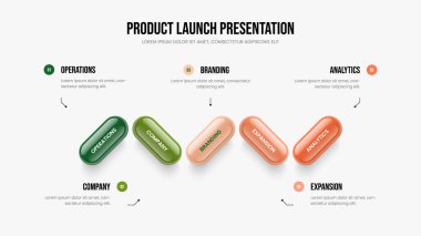 İş Kampanyası Şablon Şablonu İllüstrasyonu. Satış Tanıtımı 5 Basamaklı Diyagram Kaydırma Düzeni. Reklam Stratejisi Beş Seçenek Bilgisel Sunum Tasarımı.