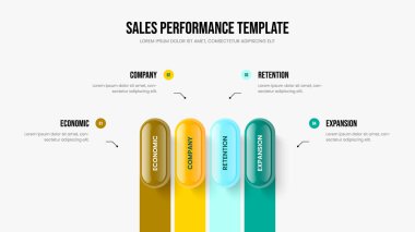 Reklam Planı Slayt Düzeni Vektör İllüstrasyonu. Enterprise Growth 4 Seçenek Diyagramı Sunum Şablonu. Yatırımcı Önerisi Dört Element Bilgi Çerçeve Tasarımı.