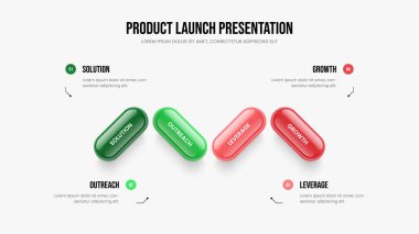 Profesyonel Gözden Geçirme Sunumu Vektör İllüstrasyonu. İş Çözümü 4 Adım Infographic Slayt Şablonu. Yaratıcı Genel Görünüm Dört Seçenek Diyagram Slayt Tasarımı.
