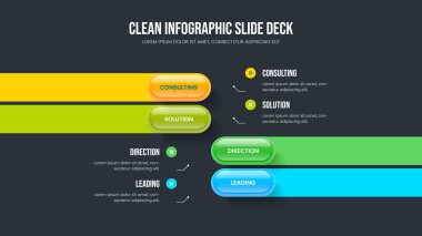 Finansal İcat Dört Element Diyagram Çerçeve Tasarımı. Ürün Görselleştirme Sunum Düzeni Vektör İllüstrasyonu. Görsel Rapor 4 Adım Bilgi Kaydırma Şablonu.