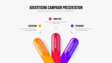 Yaratıcı Büyüme 3 Element Diyagramı Kaydırma Düzeni. Yatırımcı Giriş Üç Adım Slayt Gösterisi Şablonu. İş Tahminleri Çerçeve Tasarım Vektörü İllüstrasyonu.