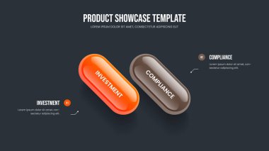 Yatırımcı İcat 2 Adım Diyagram Slayt Gösterisi Tasarımı. Market İçgörü Şablonu Şablon İllüstrasyonu. Danışmanlık Portföyü İki Seçenek Bilgisel Sunum Düzeni.