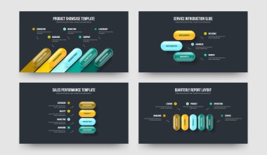 Pazarlama Geliştirme Beş Üç Dört Adım Diyagram Slayt Şablonu Vektör İllüstrasyon Paketi. Danışmanlık İçgörü 534 Seçenek Bilgisel Sunum Tasarımı.